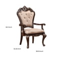 thumbnail image 5 of Benjara Leon 25" Set of 2 Tufted Dining Armchair- Cherry Brown Wood- Beige Seat, 5 of 5