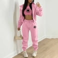 thumbnail image 2 of Gibobby Conjunto de sudadera y pantalones Sudadera con capucha de forro polar para mujer y chándal con estampado de diente de león para deportes y ocio(Rosa,G), 2 of 5