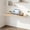 Natural Wood + White 44, variant on 31" Modern Wall Mounted Floating Folding Desk, White Drop Leaf Table for Home Office, Laundry Room