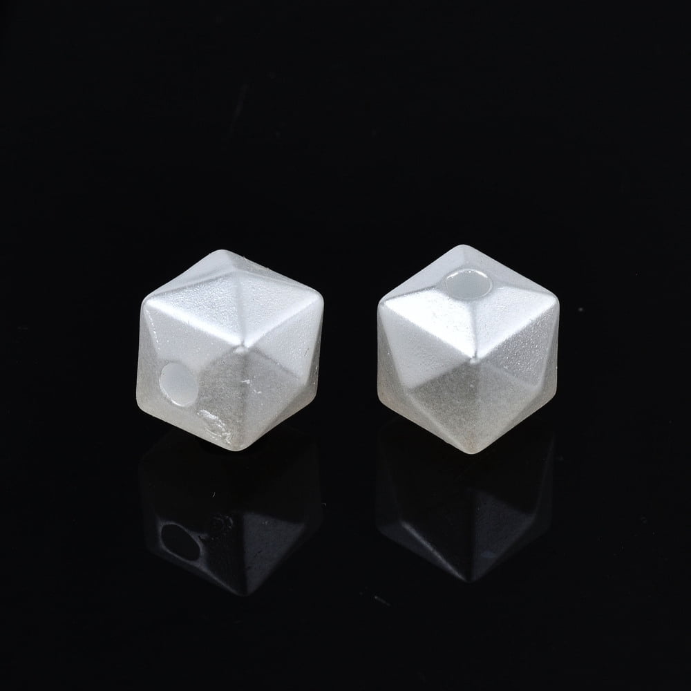 500gs ABS Plastic Imitation Pearl Beads Faceted Cube Creamy White 7x8x8mm Hole: 1.8mm about 1690pcs/500g