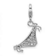 VSIRIUS Amore La Vita Sterling Silver Rhodium-plated Polished 3-D Enameled Bikini Bottom Charm with Fancy Lobster Clasp QQCC742