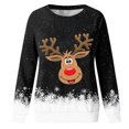 thumbnail image 4 of Chandail à Manches Longues pour Femmes avec Imprimé de Noël Tête de Cerf, Blouse Décontractée, Haut à Enfiler, 4 of 4