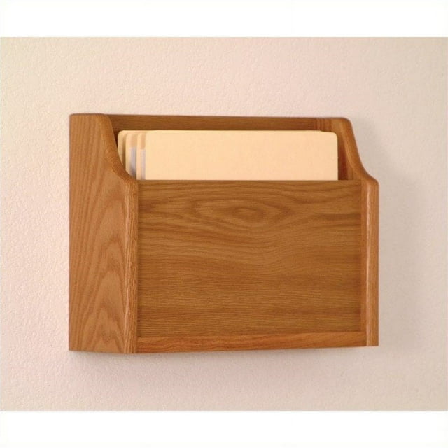 Wooden Mallet Deep Pocket Solid Oak Wall Mount File Holder, Medium Oak, Single Count