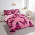 thumbnail image 3 of Feelyou Romantic Butterfly Animal Twin Bedding Sets 7-Piece, Pink Bling Stars Bedding Comforter Set, Modern Fashion Style Reversible Sheet Sets, Lightweight Room Decor, 3 of 7