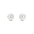 thumbnail image 2 of Round Sparkling White Cubic Zirconia Dainty Disc Stud Earrings 14k White Gold Plated 925 Sterling Silver with push-backs, 2 of 6
