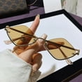 thumbnail image 6 of Metal Women Simple Trend Sunglasses Men 2025 New Half Frame Diamond Shaped Sunglasses Dopamine Small Frame Outdoor Sunglasses, 6 of 10
