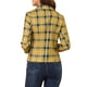 thumbnail image 3 of Blazer ajustado para mujer INSPIRE CHIC con solapa de muesca, estampado, chaqueta de traje de trabajo abierta, 3XL, a cuadros amarillos, 3 of 7