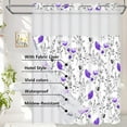 thumbnail image 2 of Ikfashoni Hookless Shower Curtain with Snap in Liner, Purple Floral Waterproof Fabric Mesh Window Bath Curtain, 71"X74", 2 of 8