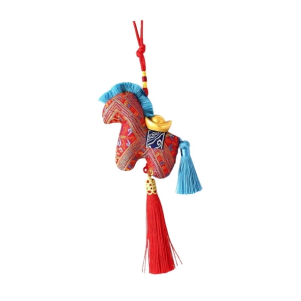 Colgante de caballo del zodiaco chino, mascota de peluche, adorno colgante para el Festival de Primavera de 2026 Rojo