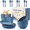 Blue, variant on Homienly Dinner Set, 20-Piece Wheat Straw Dinnerware Set for 4, Plates Bowls Cups Forks & Spoons, Microwave Dishwasher Safe Tableware, Dish Set for 4, Matte Black