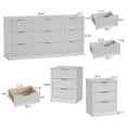 thumbnail image 6 of YouTrend 3-Piece Modern Bedroom Set - 9 Drawer Wide Dresser & Nightstands Set of 2 with Fluted Design, Anti-Tip Safety White Natural Wood Storage Furniture for Bedroom,Hallway, 6 of 6