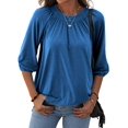 thumbnail image 1 of Sherrylily Women Crew Neck T Shirt Half Sleeve 3/4 Sleeve Casual Loose Pleated Tops, 1 of 5