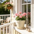thumbnail image 5 of Imitation Ceramic Plastic Plant Pot with Matching Saucer, Thickened Conical Flower Planter with Drainage Hole for Indoor Outdoor Garden Decor Beige, 5 of 6