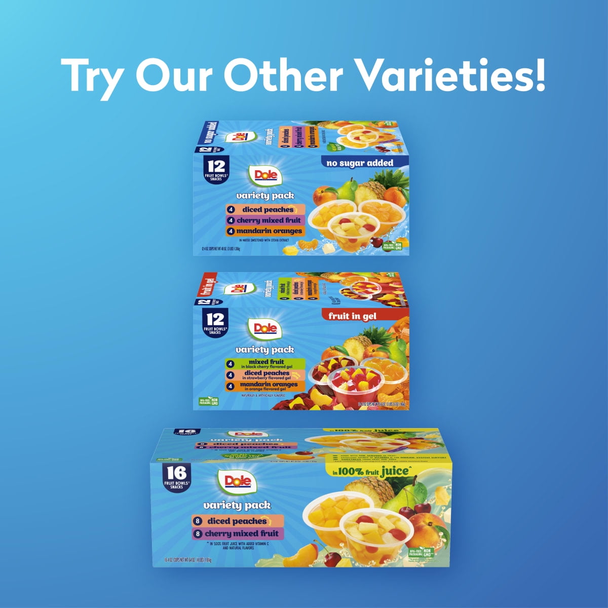 (2 pack) Dole Fruit Bowls Peaches, Mandarin Oranges, Cherry Mixed Fruit in 100% Fruit Juice, 4 oz (12 Pack)