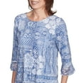 thumbnail image 4 of Alfred Dunner Womens Petite Lacey Floral Patchwork Crew Neck Top, 4 of 4