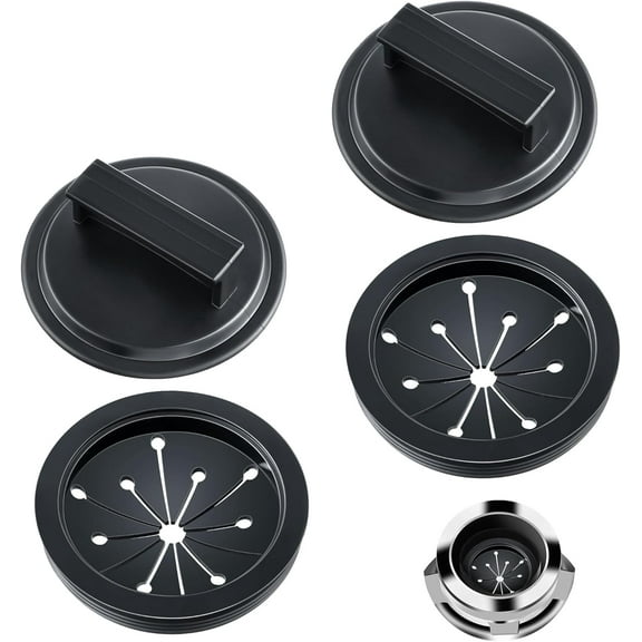 Lsupdaol 4Pcs 3 Inch Garbage Disposal Splash Guards With Round Kitchen Sink Stopper, Universal Rubber Food Waste Disposal Cover, Baffle Accessories and Drain Plugs