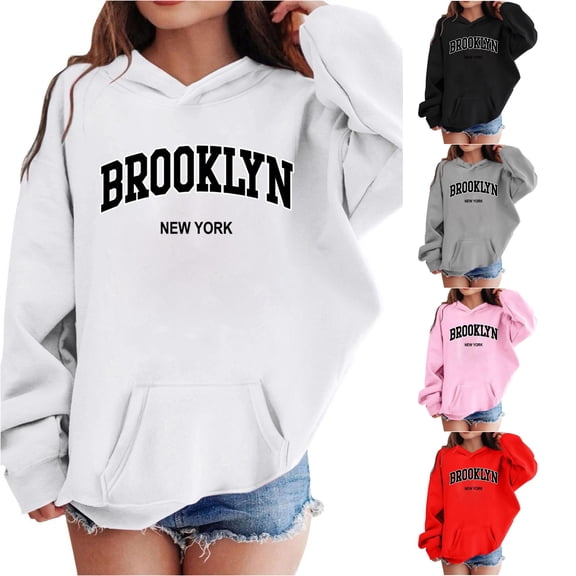 Vrotazzy Girls Casual Long Sleeve Hoodies Cute Oversized Pocket Sweatshirt Tops