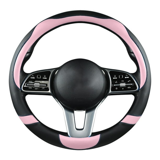 Pisexur Accesorios para coches, Electrónica para cochesFunda de cuero para volante de coche, antideslizante, transpirable, de microfibra, universal, para la mayoría de coches, de 14 a 15 pulgadas (ro