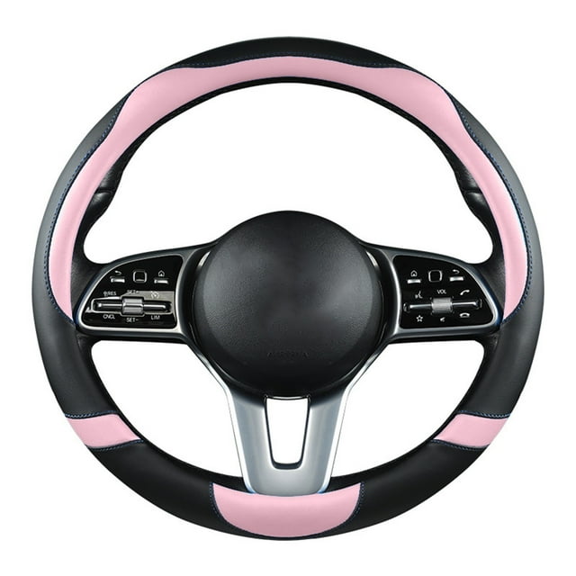 Steering Wheel Coversleather Car Steering Wheel Cover, Non-Slip Car Wheel Cover Protector Breathable Microfiber Leather Universal Fit for Most Cars Universal Fit 14-15 Inches(Pink)