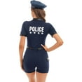 Jowowha Women's Police Officer Uniform Costume Bodycon Jumpsuit Shorts