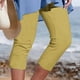thumbnail image 3 of Pantalones Umfun para mujer, informales, con cintura elástica, para playa, suaves, deportivos, con control de abdomen, para correr, ciclismo, yoga, entrenamiento, amarillo, 3XL, 3 of 5