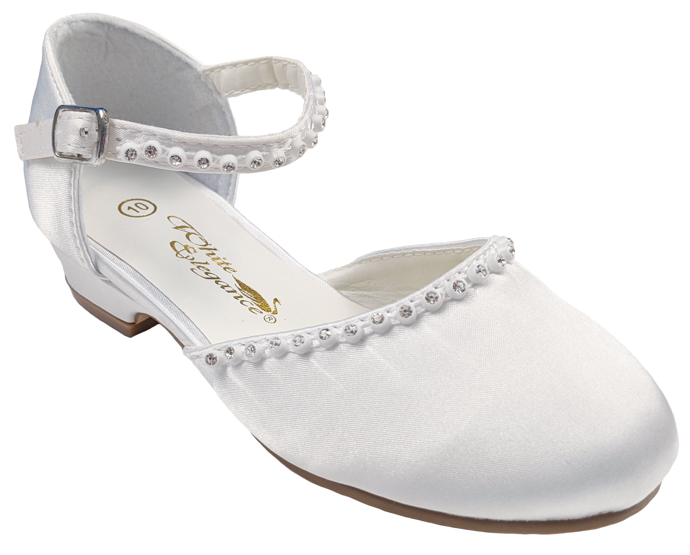 White Satin Mary Jane Clog Dress Shoe 