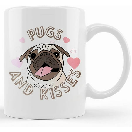 

Cute Pug Mug – Dog Lover Gift – Pugs And Kisses – Dog Mug Pug Gift – Funny Mug Girlfriend Gift Ceramic Novelty Coffee Mug Tea Cup Gift Present For Birthday Christmas Thanksgiving Fes