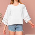 thumbnail image 2 of Ashirexll Summer Shirts for Women, Womens Casual Tops, Fashion Solid Color Casual Mesh 3/4 Sleeve V-Neck Comfortable Shirt, 2 of 5