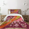 thumbnail image 3 of Ambesonne Flower Quilted Bedspread Set 2 Pcs, Sakura Blossom Japanese, Twin Size, Pale Pink Orange, 3 of 6