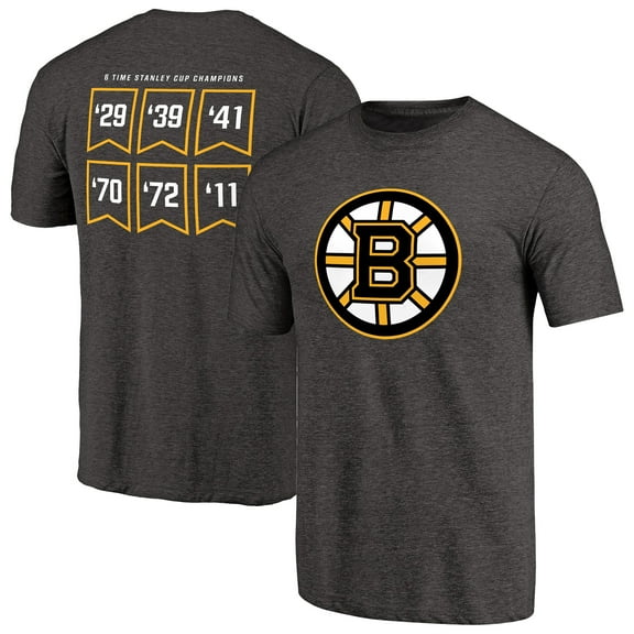 Men's Heathered Black Boston Bruins Raise the Banner Tri-Blend T-Shirt