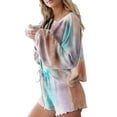 thumbnail image 4 of Jkerther Women's 2 Piece Tie Dye Drawstring Pajamas Long Sleeve Home Lounge Wear Sleepwear, 4 of 6