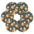 thumbnail image 7 of Yayeee 6 PCS Drink Coasters with Holder Set Woven Absorbent Round Tabletop Hot Pad, Green Oranges, 7 of 7