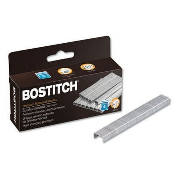2PK Bostitch Premium Standard Staples, 0.25" Leg, 0.5" Crown, Steel, 5,000/Box