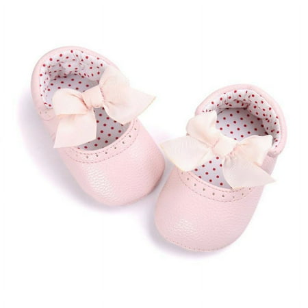 

Baby Girls Soft Sole Bowknot Crib Shoes Newborns Princess Dress Shoes Prewalkers 0-18M