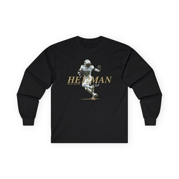 Travis Hunter #12 Football Cartoon Unisex Ultra Cotton Long Sleeve Tee-KFTH001-L24-Black-S
