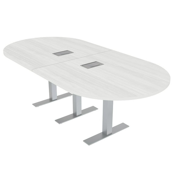 8 Person Racetrack Conference Table With Metal T Bases Electric Units