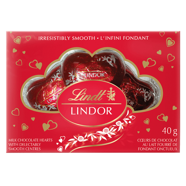 Lindt LINDOR Amour Chocolats au lait en forme de cœur, Lot de 3, 40 grammes