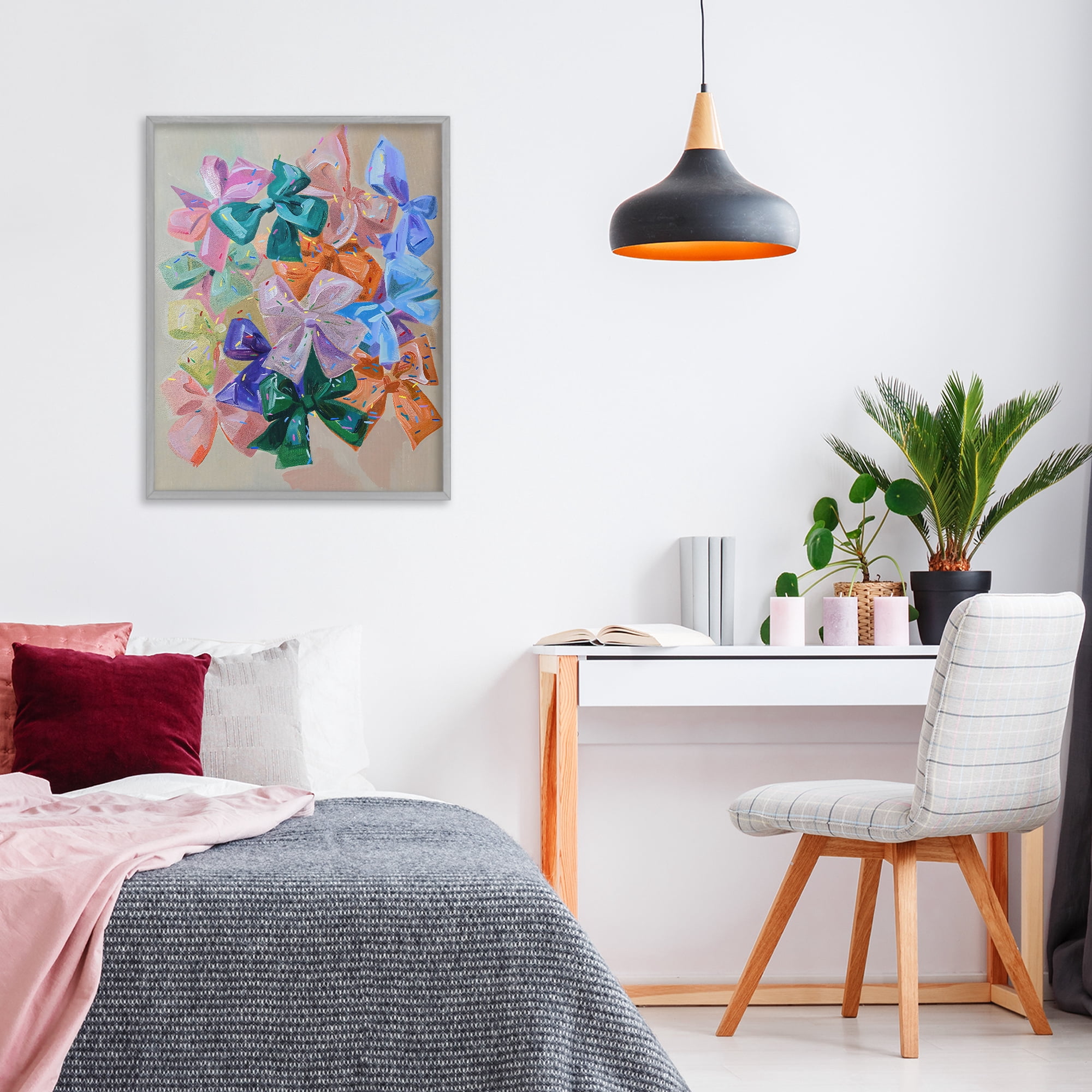 Stupell Industries Bright Bows Cluster with Sprinkles Gray Framed Giclee Art, design by The Prints Vibe
