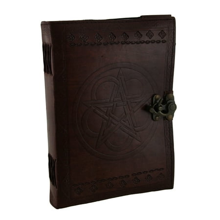 Large Embossed Leather Celtic Pentagram 184 Leaf Diary Journal