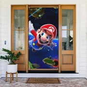 Fly Super Mario Door Cover Decorated Banner Tapestry Home Decoration Holiday Party Supplies Door Banner Porch Sign Banner 72.8 x 35.4 Inch