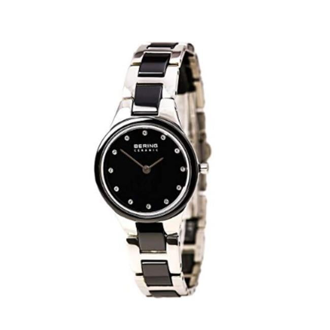Bering 32327 742 Female Sale Polished Silver Bracelet Watch with Black Dial