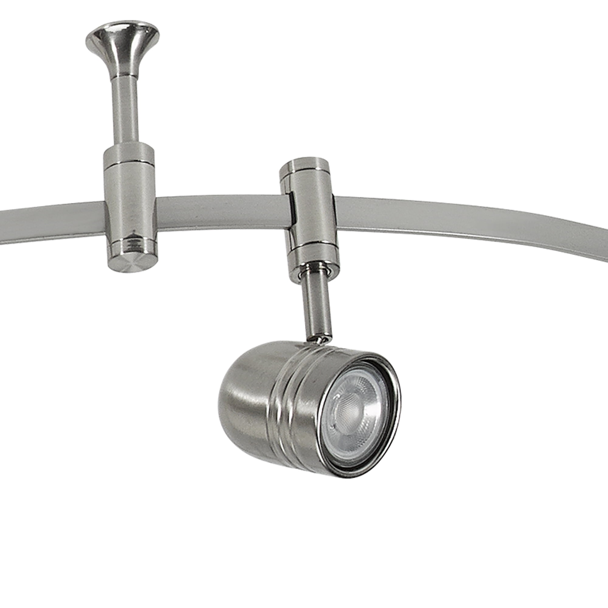 Cresswell Lighting 96" Transitional Brushed Nickel 5-Light Flexible Track Lighting Kit with Metal Shades, LED Bulbs Included