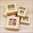 thumbnail image 4 of 5pcs large gifts wrapping box small size vintage kraft white paper candy boxes gifts Package box home party suppiles 4x4x2.5cm white window, 4 of 5