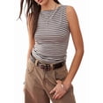 thumbnail image 4 of Women'S Striped Tank Top Boat Neck Sleeveless Crop Tops Summer Slim Fit Tops Gray S, 4 of 9