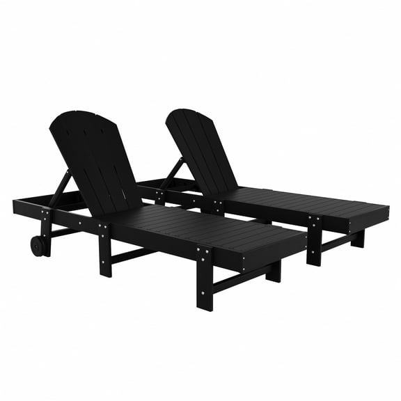 Laguna Adirondack Poly Reclining Chaise Lounge With Wheels (Set Of 2), Black