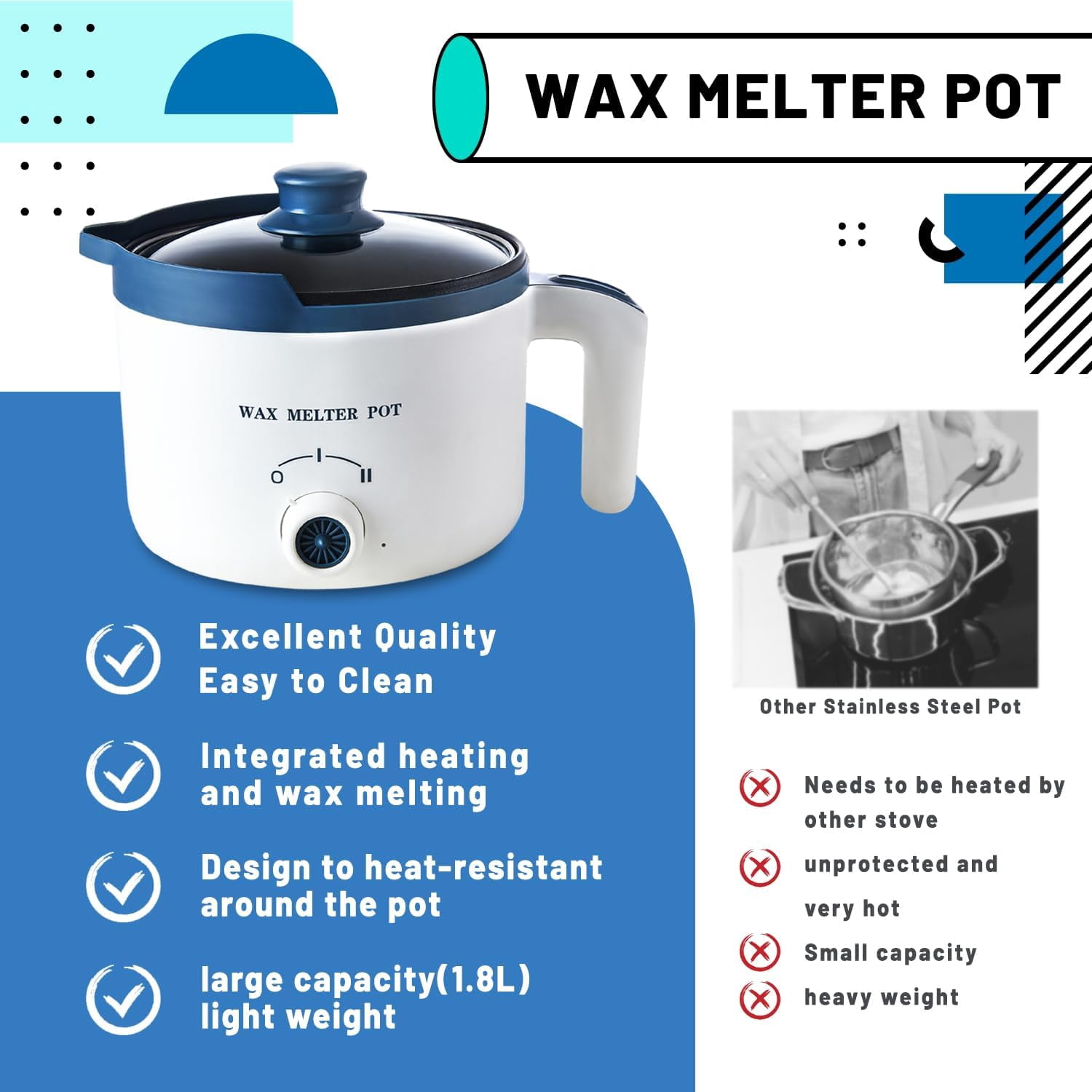 Wax Melting Pot for Candle Making, Electric Wax Melter with Pour Spout,Candle Making Supplies Includes Pouring Pot, Colors Dyes, Wicks, Thermometer