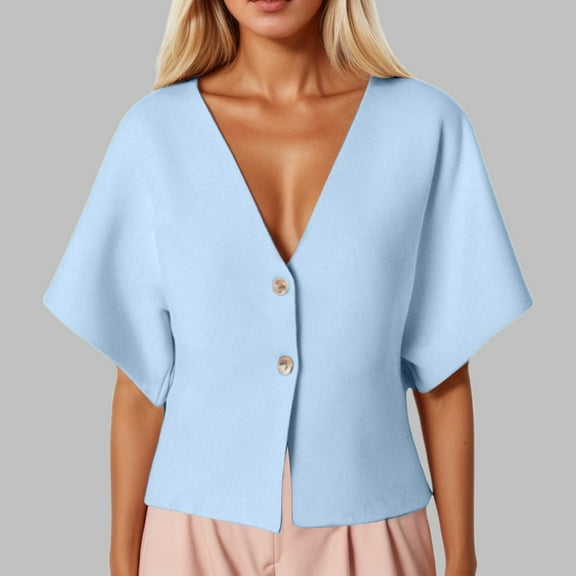 Summer Ribbed V Neck Short Sleeve Knit Jacket For Women Stylish And Comfortable Big Sweater Cardigan Womens Cardigan Sweaters Button down Front Open Cardigan Women Long Cardigan Sweaters for Women Tan