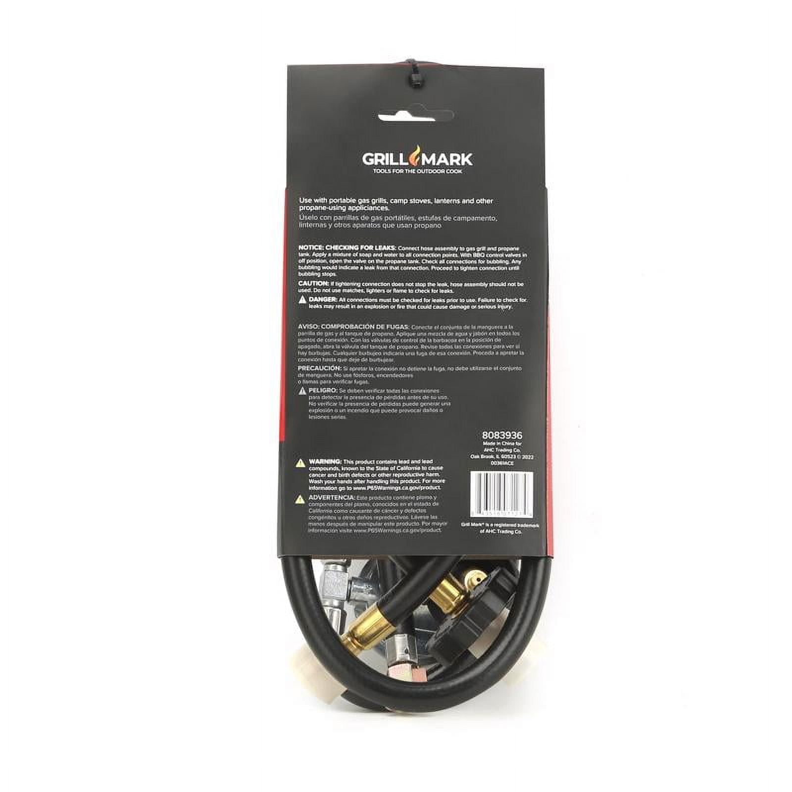 Grill Mark 8083936 Rubber Gas Line Hose & Adapter for Universal