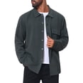 thumbnail image 4 of Men's Vintage Casual Button Down Chest Pocket Jacquard Knit Shirt Jacket S Dark Gray, 4 of 6