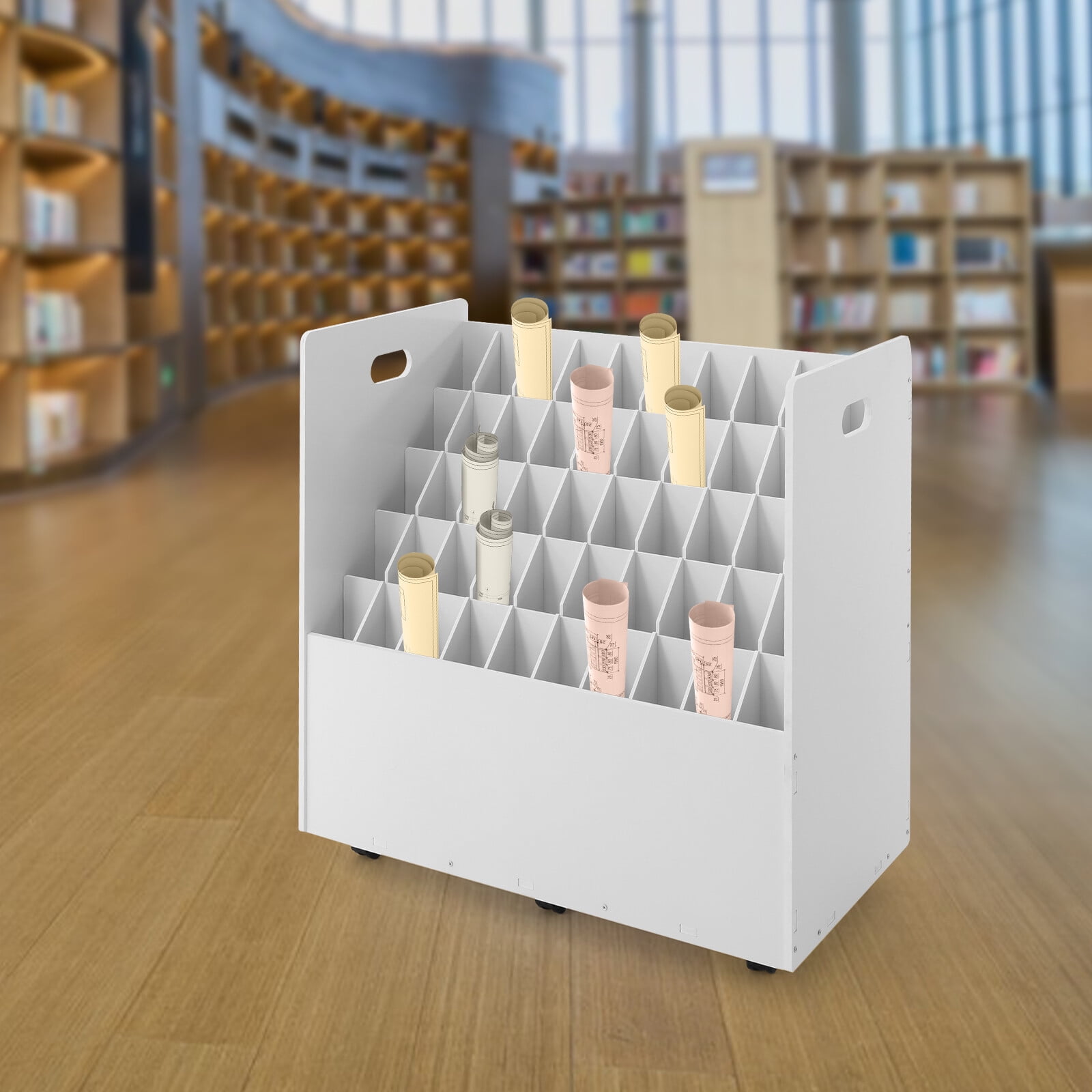 Miumaeov 50-Slots Roll File Holder Drawings Plans Blueprints Storage Organizer Movable Roll File Cart